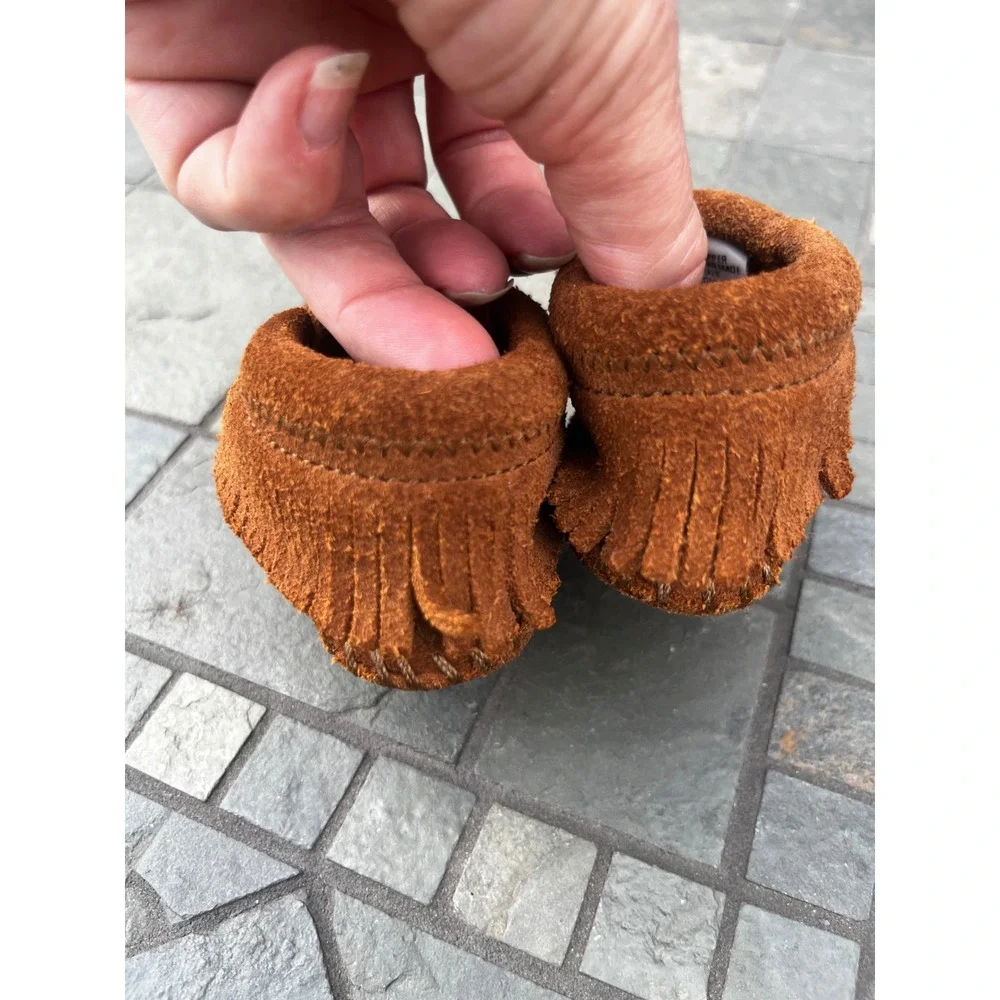Minnetonka Kids Brown‎ Suede Fringe Moccasins Infant Size 3 1762 Booties
